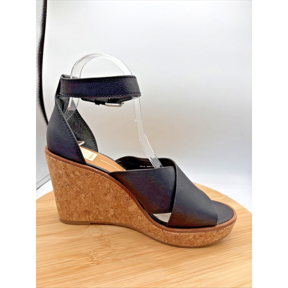 Dolce Vita Unbane Black Cork Wedge Sandal Open Toe Ankle Strap NWOT Size  9.5 - Picture 2 of 10
